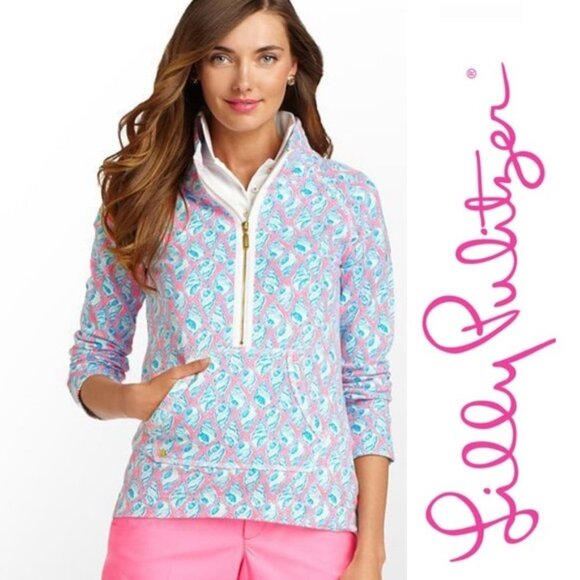 Lilly Pulitzer | Pink and Blue A Little Tipsy Skipper Popover | Size Extra Large - Picture 1 of 13